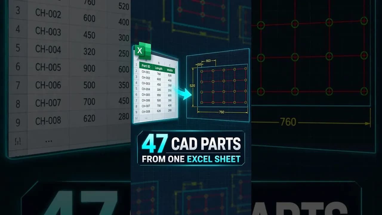 Excel to AutoCAD: generate 47 CAD Parts from Spreadsheet